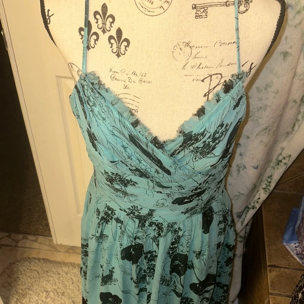 NWT Laundry By Shelli Segal Aqua Floral 100% SILK DRESS - Picture 13 of 13